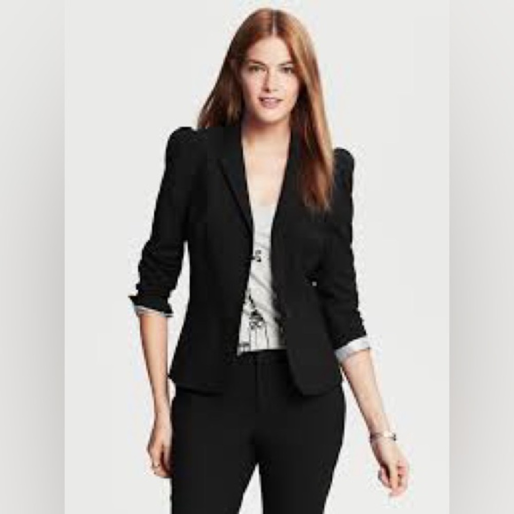 Banana Republic Womens Black Wool Blend‎ Two Button Blazer Petite 2P